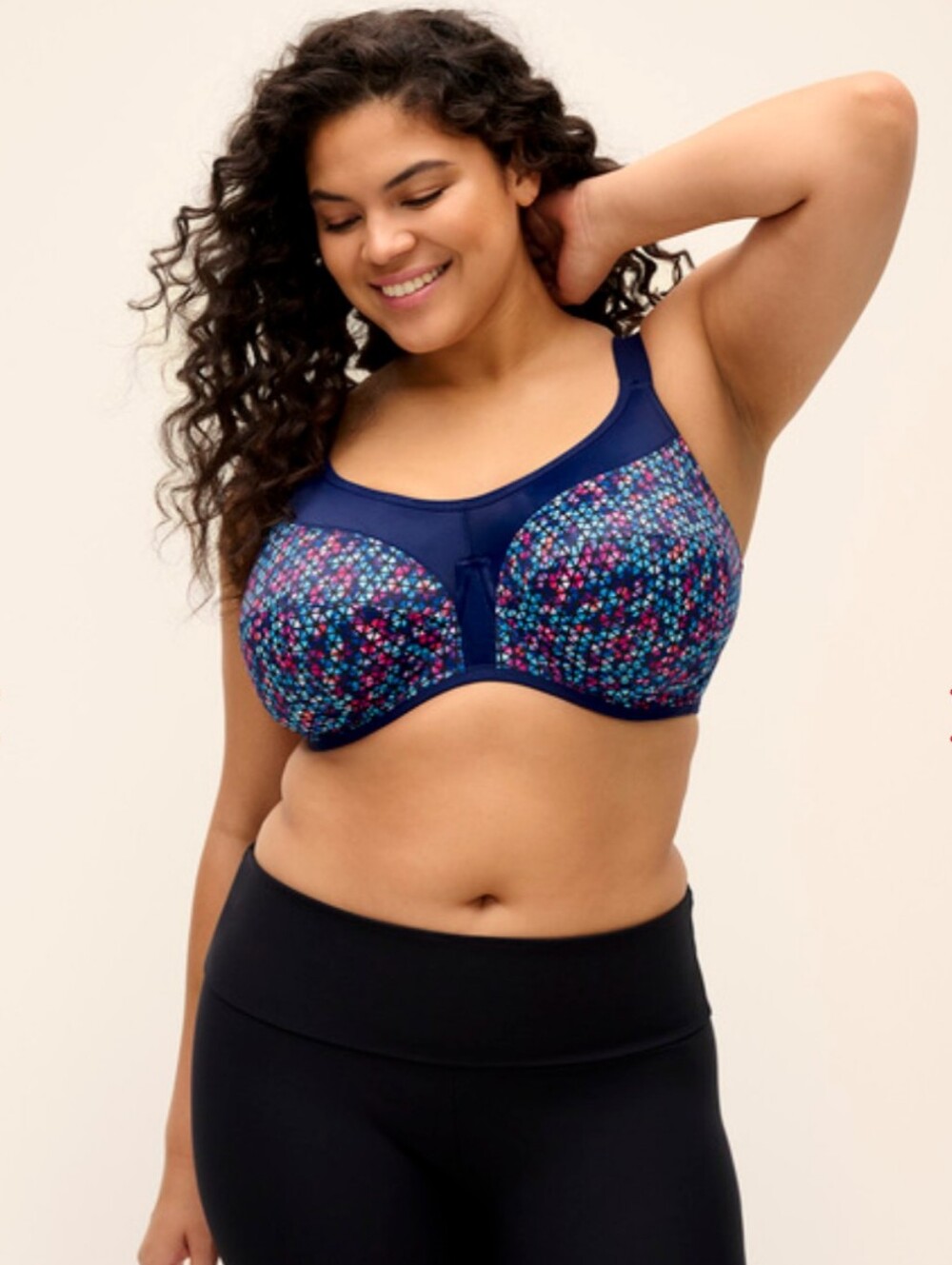 Lot of 3 Elomi Energise Sports Bra Navy Geo Size 40L Full Coverage